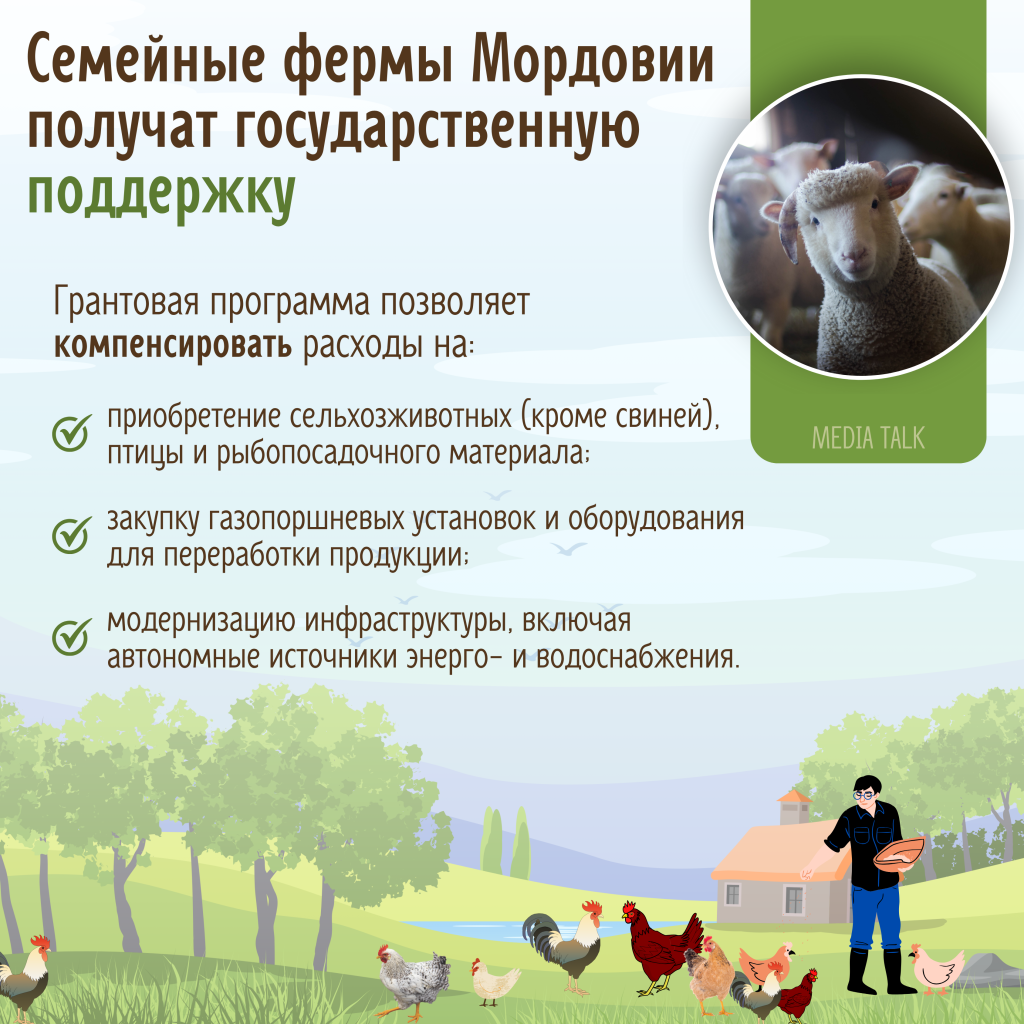 Семейные фермы Мордовии получат государственную поддержку